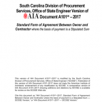 <p  Carolina SCOSE version of A101-2017 for state projects. Fixed price; uses A201-2017 SCOSE General Conditions.</p>