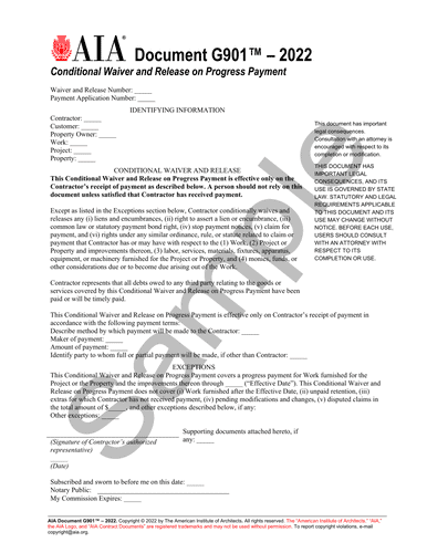 Conditional Waiver and Release on Progress Payment.