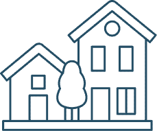 Illustration of residential homes representing acd operations and property management.