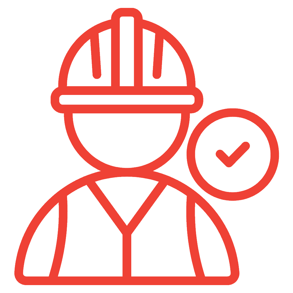 Icon representing ACD operations with a worker and check mark.