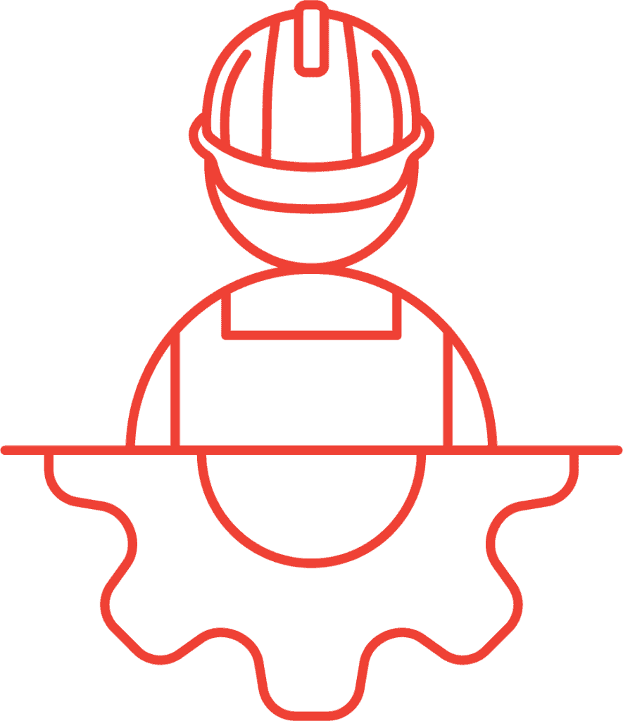 Illustration of a worker with a helmet and gear, representing ACD operations.